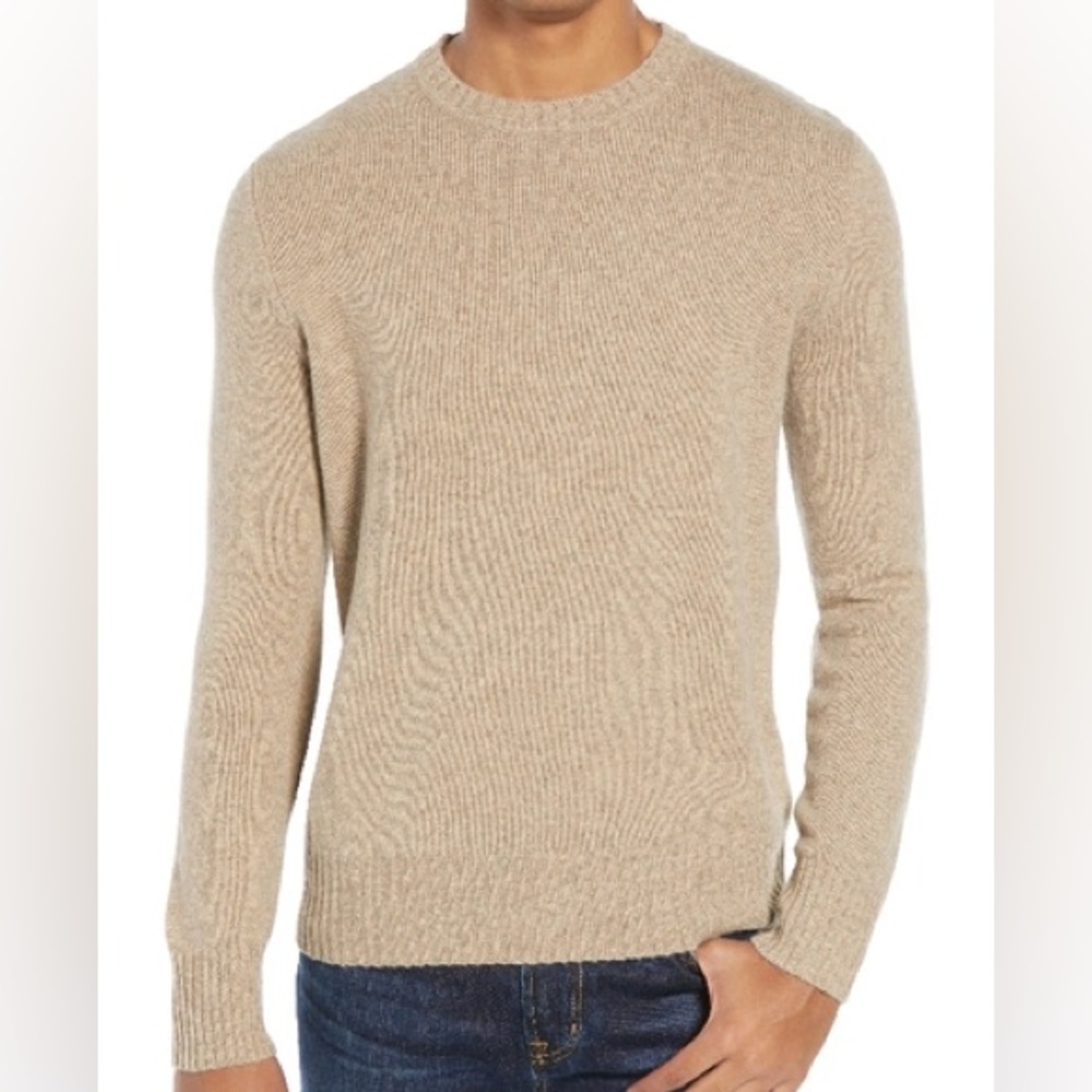 J. crew tan rugged merino wool blend crew neck sweater mens XS